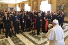 Pope Francis meets with members of the Pontifical Academy for Life on Feb. 12, 2024, at the Vatican