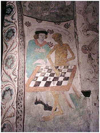 Döden spelar schack av Albertus Pictor i Täby kyrka
