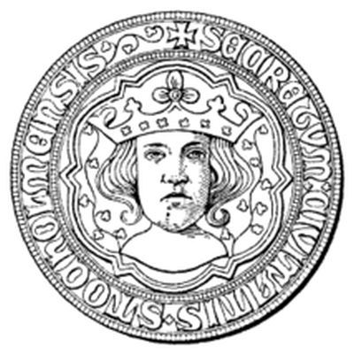 Kung Erik som han avbildades på Stockholms stads sigill, känt från 1376 (Wikipedia)