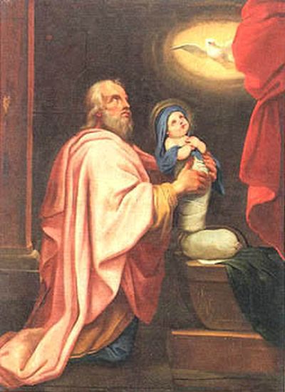 Den Helige Joakim, Jungfru Marias fader, tillsammans med Maria som barn