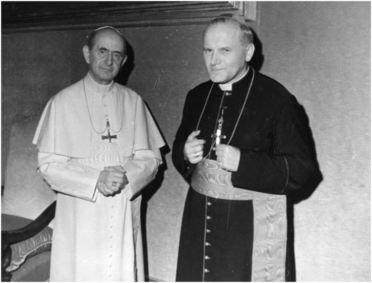 Paulus VI (1897 - 1978) och kardinalen Karol Wojtyla (1920 - 2005)