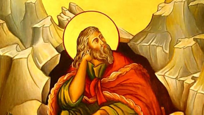 Profeten Elia vid ingången till grottan på berget Horeb