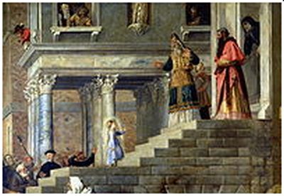 Tempelgången målad av Tizian (1488-1576)