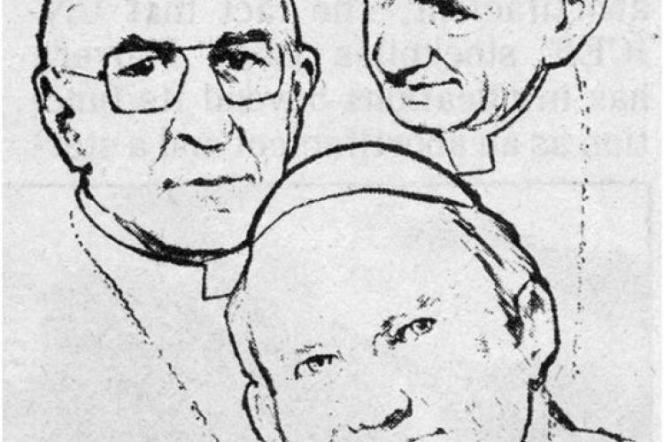 Skissen med Paulus VI, Johannes Paulus I och Johannes Paulus II