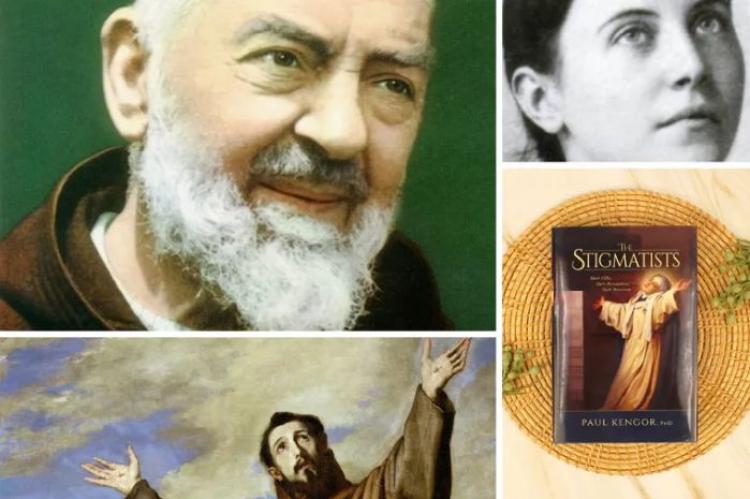 Medurs från övre vänster: Padre Pio och Gemma Galgani, stigmatistiska helgon