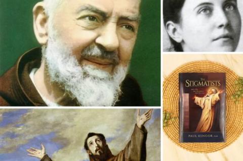 Medurs från övre vänster: Padre Pio och Gemma Galgani, stigmatistiska helgon