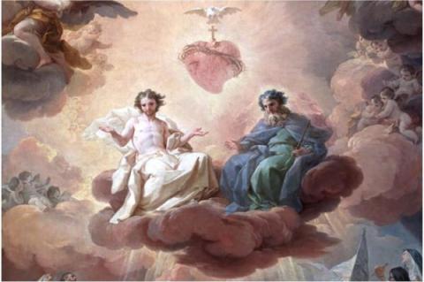 Corrado Giaquinto, "Den heliga treenigheten och Jesu heliga hjärta"