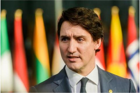 Justin Trudeau deltar i Natos toppmöte i Bryssel den 24 mars 2022