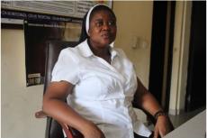 Syster Gertrude Elelegu, på bilden den 2 april 2024, är projektledare för det människohandelsinitiativ som drivs av katolska systrar i St Louis i Bakhita Villa i Nigerias kommersiella huvudstad Lagos