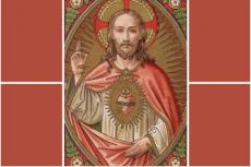 Jesu Heliga Hjärta, nygotisk andaktsbild från 1900 eller tidigare
